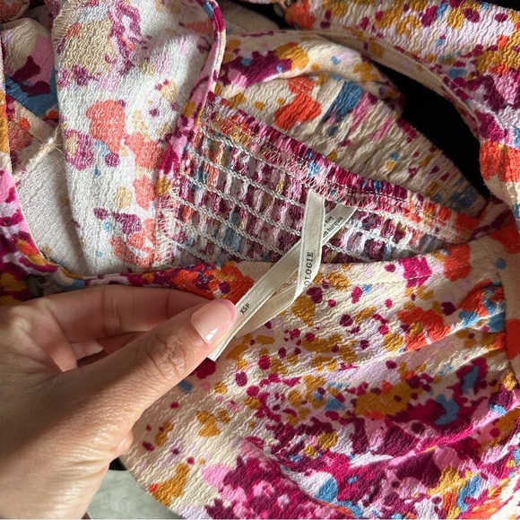 ANTHROPOLOGIE FLORAL FLUTTER SLEEVES CROPPED SMOCKED BLOUSE - Picture 13 of 13